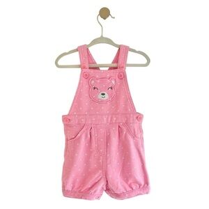Carter's Baby Girl Pink Bear Overalls with White Polka Dots Size 12 Months